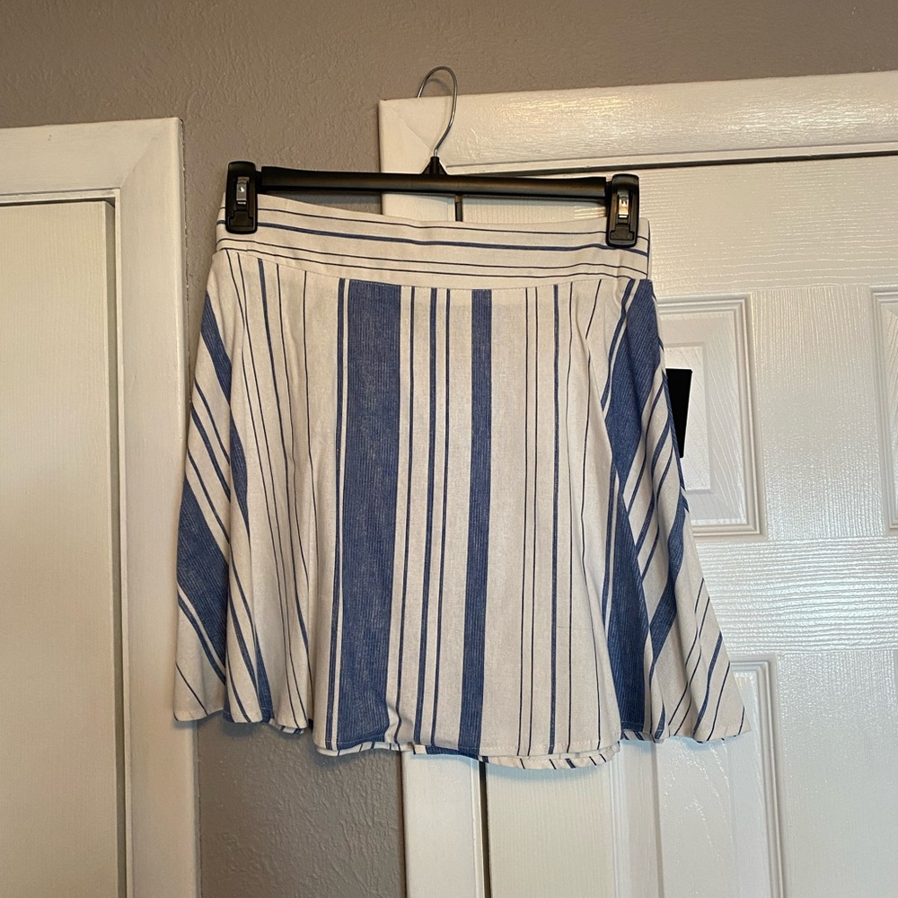 Blue and white mini skirt